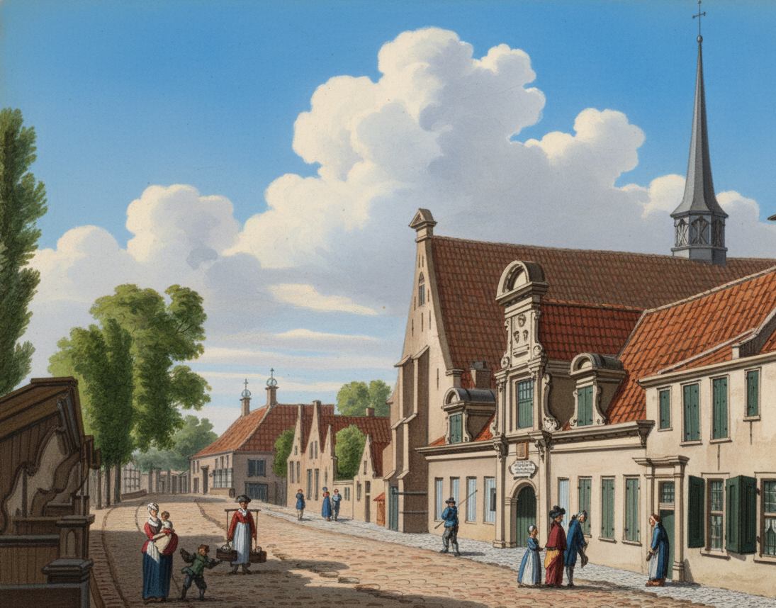 De ingang van het academiegebouw van de universiteit van Franeker.