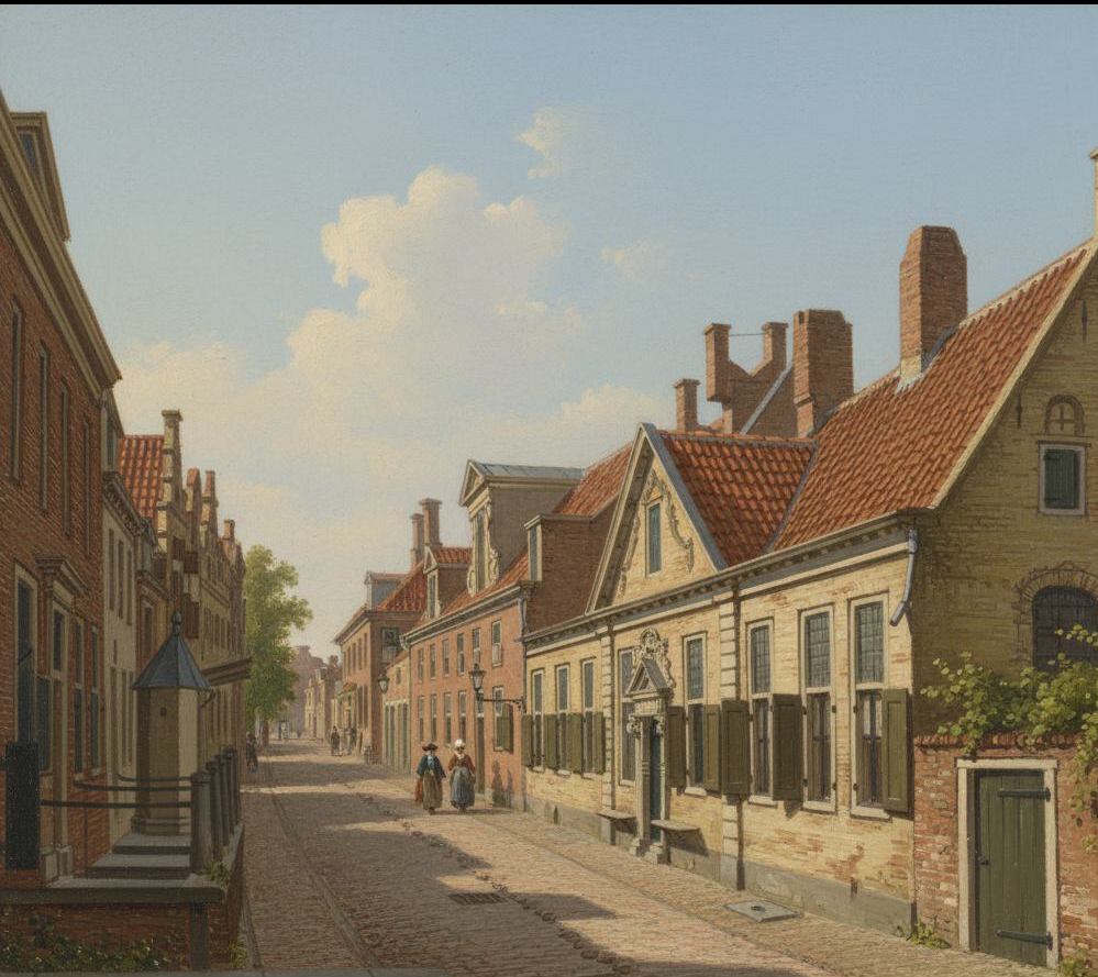 Dit is het Sint-Anthonygasthuis in de Grote Kerkstraat. Het gasthuis diende als rond 1800 als armenhuis voor ouderen. De armenzorg was rond 1800 in handen van de kerk maar als je niet bij een kerk was aangesloten kwam je in aanmerking voor stadsarmenzorg, in het Sint-Anthonygasthuis.