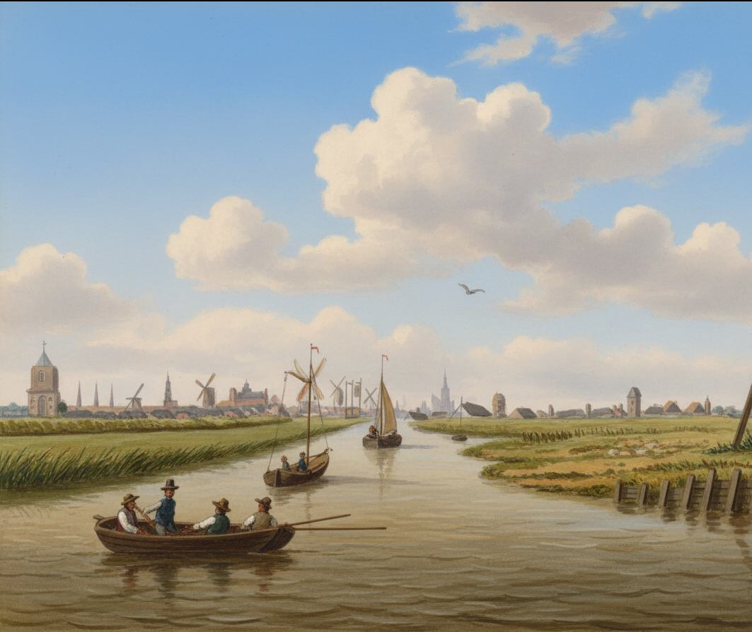 Rond 1800 kon je over de Harlingertrekvaart met een trekschuit van Leeuwarden naar Harlingen varen.<br>De trekschuiten voeren vijf keer per dag uit beide richtingen tussen Harlingen en Leeuwarden en vervoerden gemiddeld 25.000 passagiers per jaar.<br>Bij het naderen van Leeuwarden passeerden de reizigers het belangrijkste galgenveld van de stad. Hier aan de Harlingertrekweg hingen de veroordeelden nog lange tijd na hun terechtstelling als waarschuwing voor allen.<br><br>In de negentiende eeuw kwamen de rijkswegen en rond 1880 de tram- en spoorlijnen naar Franeker en Harlingen waardoor de trekschuit overbodig werd.